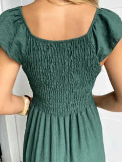 Vestido Vuelo Volantes Verde Botella - Imagen 12