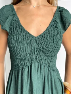 Vestido Vuelo Volantes Verde Botella - Imagen 10