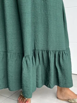 Vestido Vuelo Volantes Verde Botella - Imagen 13