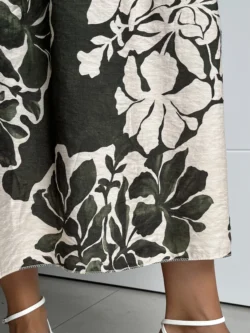 Vestido Midi Asimétrico Flores Verde y Crudo - Imagen 12