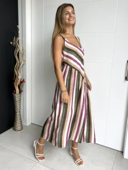 Vestido Midi Asimétrico Rayas Multicolor - Imagen 6