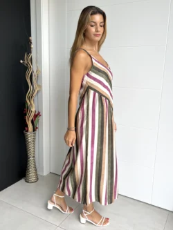 Vestido Midi Asimétrico Rayas Multicolor - Imagen 7