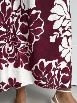 Vestido Midi Pico Flores Burdeos - Imagen 9