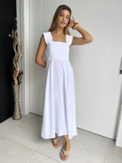 Vestido Midi Tirante Ancho Blanco - Imagen 3