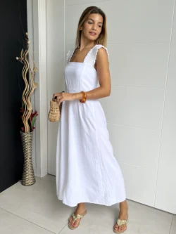 Vestido Midi Tirante Ancho Blanco