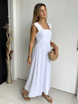 Vestido Midi Tirante Ancho Blanco - Imagen 5