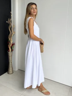 Vestido Midi Tirante Ancho Blanco - Imagen 6