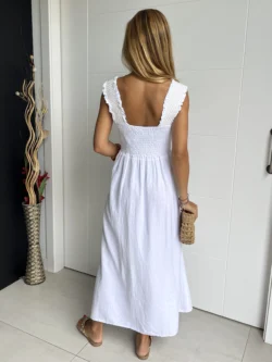 Vestido Midi Tirante Ancho Blanco - Imagen 7