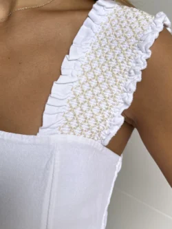 Vestido Midi Tirante Ancho Blanco - Imagen 10