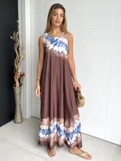 Vestido Tirantes Seda Fría Marrón Difuminado - Imagen 4