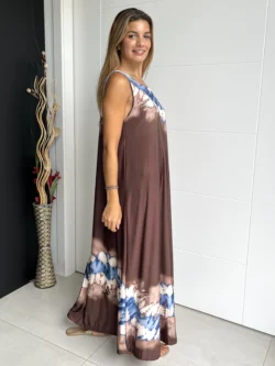Vestido Tirantes Seda Fría Marrón Difuminado - Imagen 5