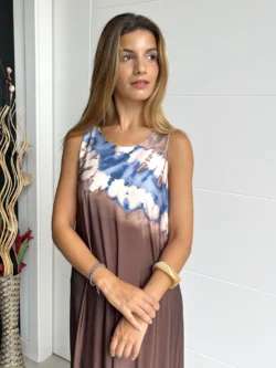 Vestido Tirantes Seda Fría Marrón Difuminado - Imagen 2