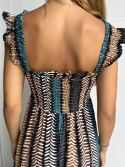 Vestido Midi Tirante Ancho Estampado Multicolor - Imagen 9