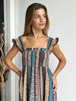 Vestido Midi Tirante Ancho Estampado Multicolor - Imagen 3