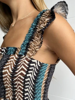 Vestido Midi Tirante Ancho Estampado Multicolor - Imagen 12