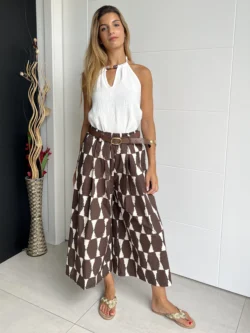 Pantalón Estampado Chocolate Cinturón