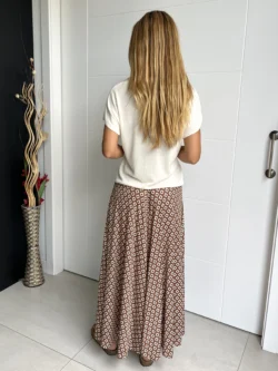 Falda Seda Fría Rombos Marrón - Imagen 8