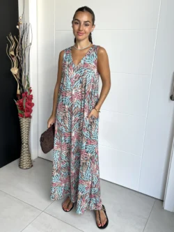 Vestido Tirantes Seda Fría Azulado - Imagen 4