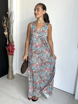 Vestido Tirantes Seda Fría Azulado - Imagen 3