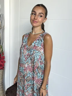 Vestido Tirantes Seda Fría Azulado - Imagen 2