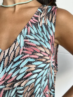 Vestido Tirantes Seda Fría Azulado - Imagen 9