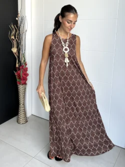 Vestido Tirantes Seda Fría Chocolate