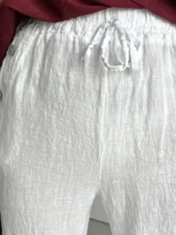 Pantalón Lino Blanco Botones - Imagen 9