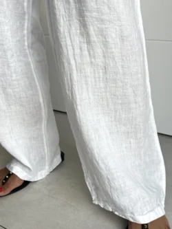 Pantalón Lino Blanco Botones - Imagen 10