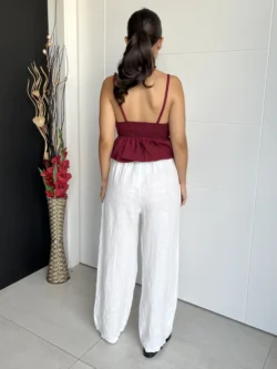 Pantalón Lino Blanco Botones - Imagen 6