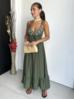 Vestido Tirantes Lazo Verde - Imagen 2