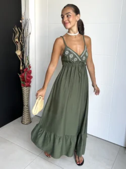Vestido Tirantes Lazo Verde