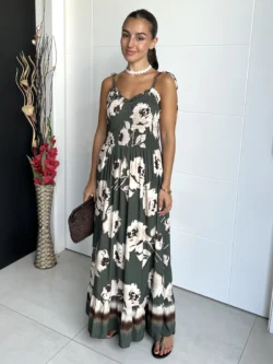 Vestido Playero Estampado Verde Oliva - Imagen 2