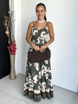 Vestido Playero Estampado Verde Oliva - Imagen 4