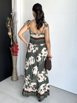 Vestido Playero Estampado Verde Oliva - Imagen 8
