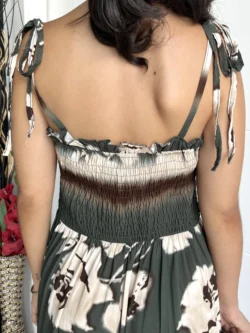 Vestido Playero Estampado Verde Oliva - Imagen 9