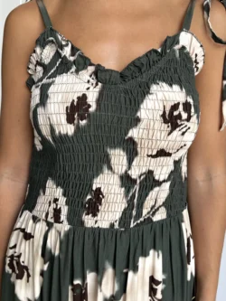 Vestido Playero Estampado Verde Oliva - Imagen 11