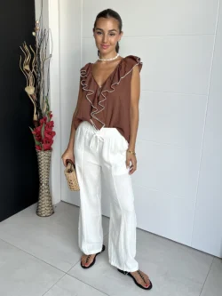 Pantalón Lino Crema