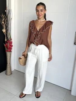 Pantalón Lino Crema - Imagen 2