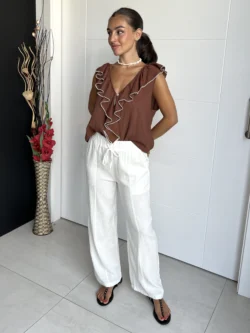 Pantalón Lino Crema - Imagen 3