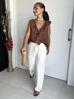 Pantalón Lino Crema - Imagen 4