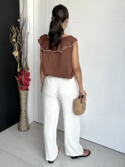 Pantalón Lino Crema - Imagen 6