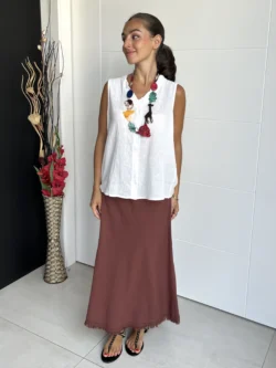 Blusa Blanca Cuello Mao - Imagen 4