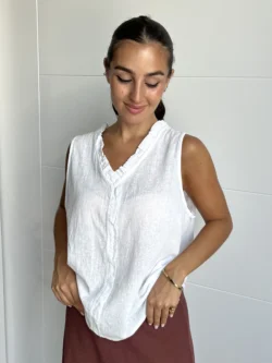 Blusa Blanca Cuello Mao - Imagen 5
