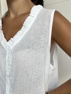 Blusa Blanca Cuello Mao - Imagen 9
