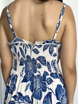 Vestido Playero Tirantes Boho Hojas Azul - Imagen 10