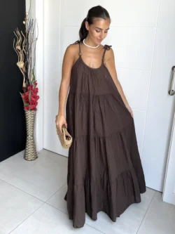 Vestido Boho Bolas Chocolate - Imagen 3