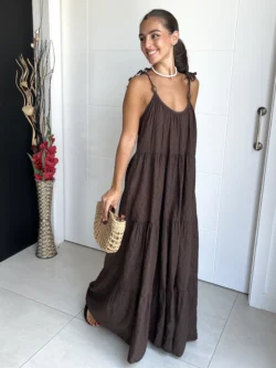 Vestido Boho Bolas Chocolate