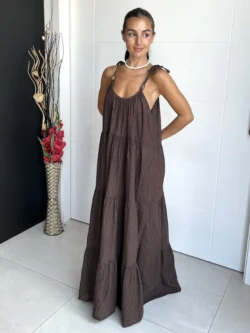 Vestido Boho Bolas Chocolate - Imagen 4