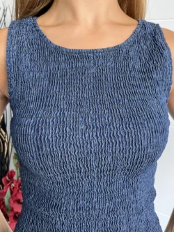 Vestido Tirantes Drapeado Vaquero - Imagen 11