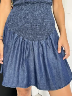 Vestido Tirantes Drapeado Vaquero - Imagen 12